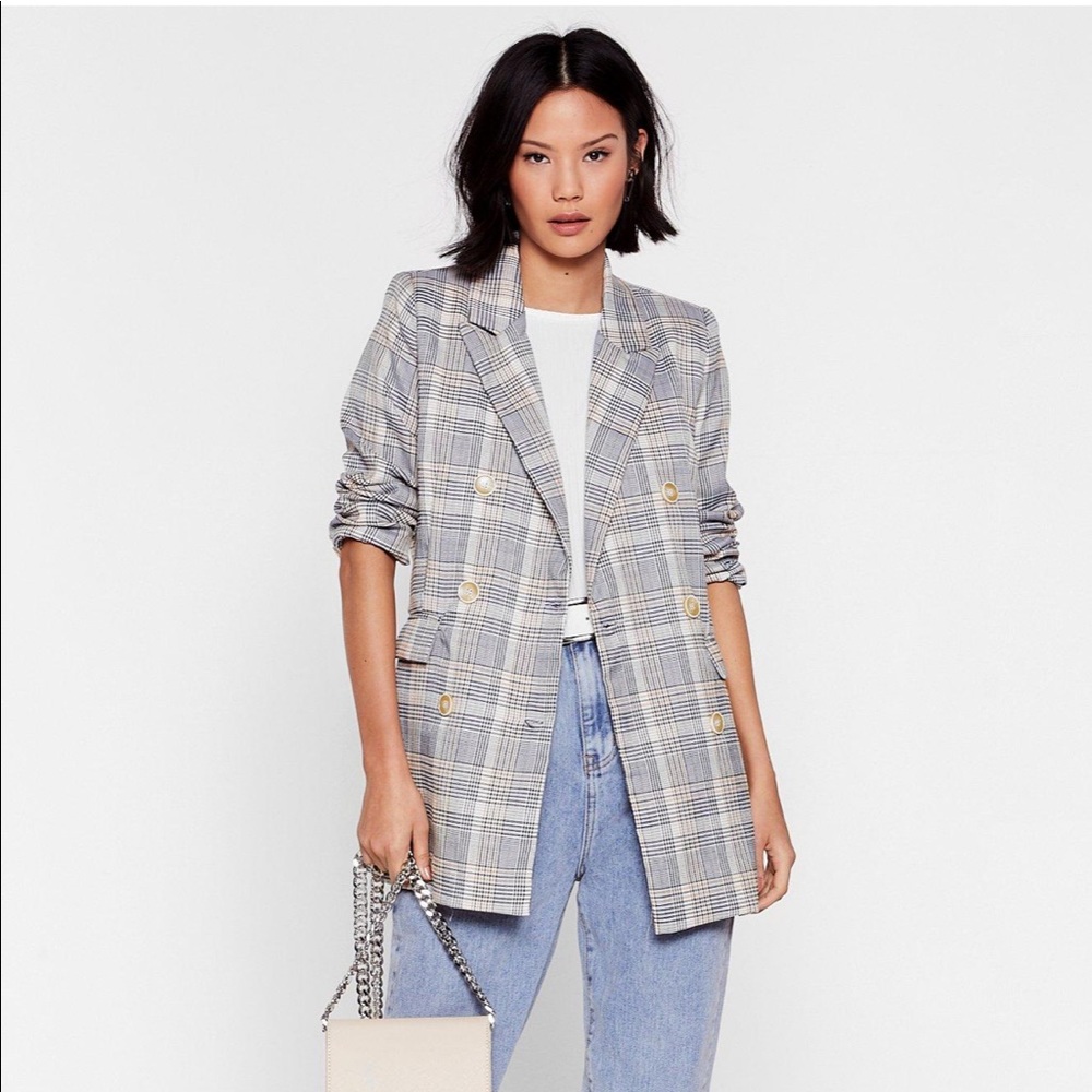 Nasty gal blazer. Oversized long sleeve plaid